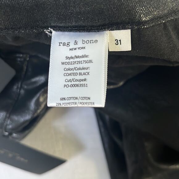 Rag & Bone Casey High-Rise Ankle Flare Pants in Coated Black Size 31 NWT - Picture 11 of 14